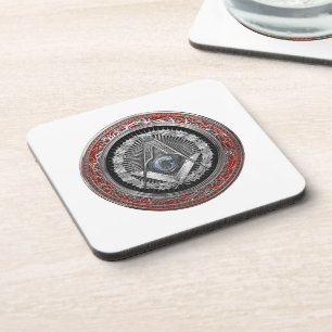 [200] Master Mason - Silver Square & Compasses Coaster
