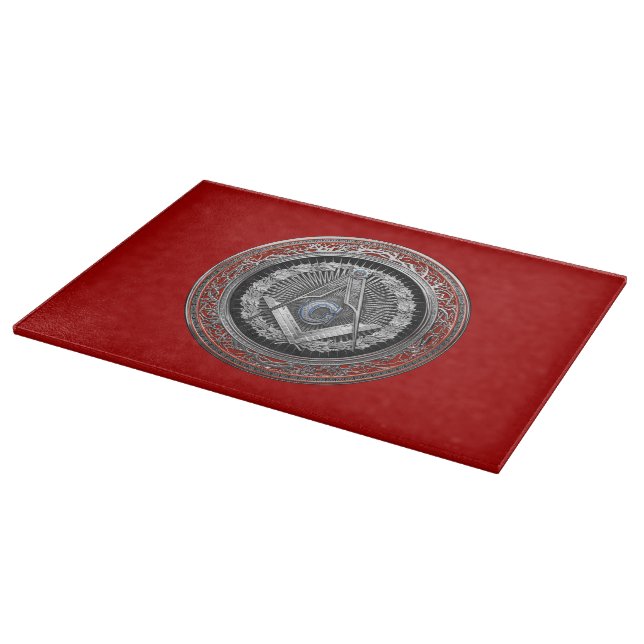 [200] Master Mason - Silver Square & Compasses Cutting Board (Corner)