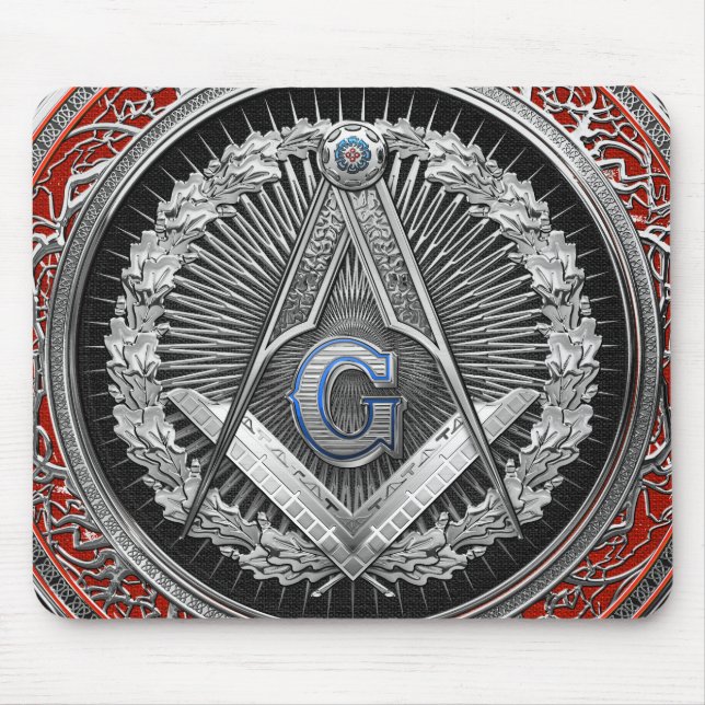 [200] Master Mason - Silver Square & Compasses Mouse Pad (Front)