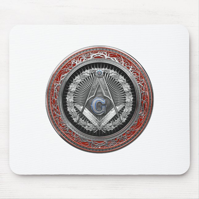 [200] Master Mason - Silver Square & Compasses Mouse Pad (Front)