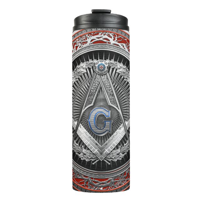 [200] Master Mason - Silver Square & Compasses Thermal Tumbler (Front)