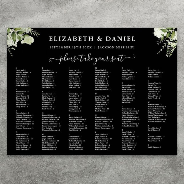 200 Names Greenery Wedding Seating Chart Sign (200 Names Greenery Wedding Seating Chart Sign)