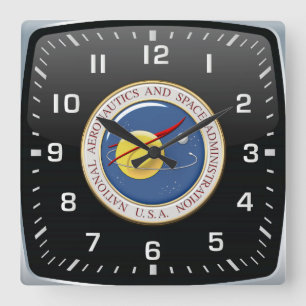 [200] NASA Emblem [3D] Square Wall Clock
