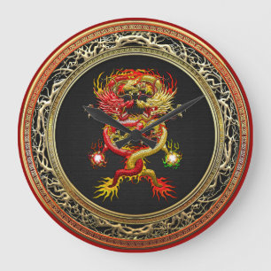 [200] Red and Yellow Dragons Large Clock