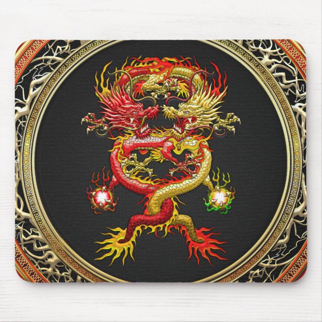 [200] Red and Yellow Dragons Mouse Pad (Front)
