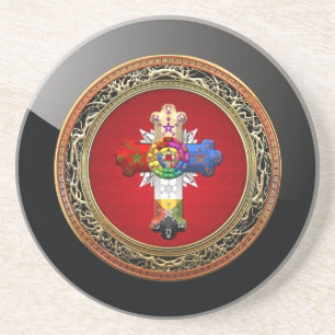 [200] Rosy Cross (Rose Croix) on Red & Gold Coaster