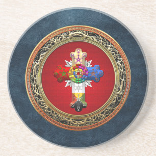 [200] Rosy Cross (Rose Croix) on Red & Gold Coaster