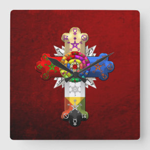 [200] Rosy Cross (Rose Croix) Square Wall Clock