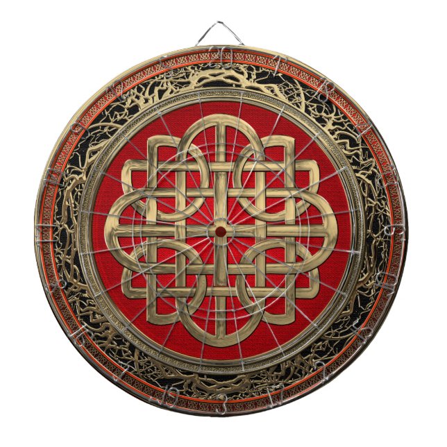 [200] Sacred Celtic Gold Knot Cross Dartboard (Front)
