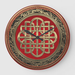 [200] Sacred Celtic Gold Knot Cross Large Clock