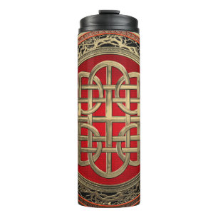 [200] Sacred Celtic Gold Knot Cross Thermal Tumbler