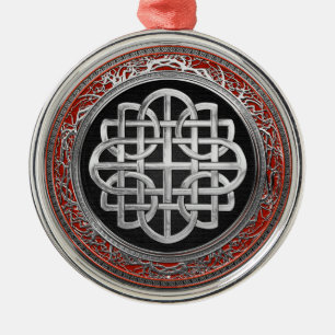 [200] Sacred Celtic Silver Knot Cross Metal Ornament