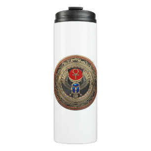 [200] Sacred Gold Egyptian Winged Scarab with Ankh Thermal Tumbler