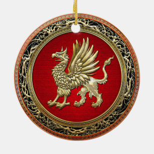 [200] Sacred Gold Griffin Ceramic Ornament
