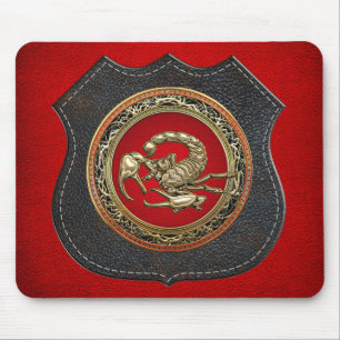 [200] Sacred Golden Scorpion on Red Mouse Pad