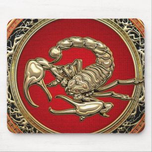[200] Sacred Golden Scorpion on Red Mouse Pad