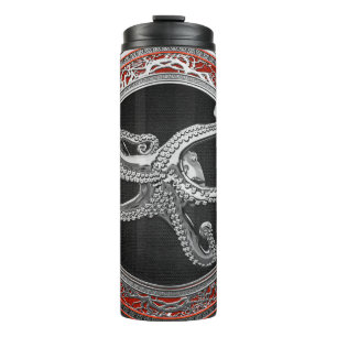 [200] Sacred Silver Octopus in Defensive Posture Thermal Tumbler