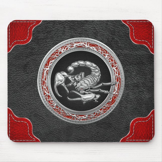 [200] Sacred Silver Scorpion on Black Mouse Pad (Front)