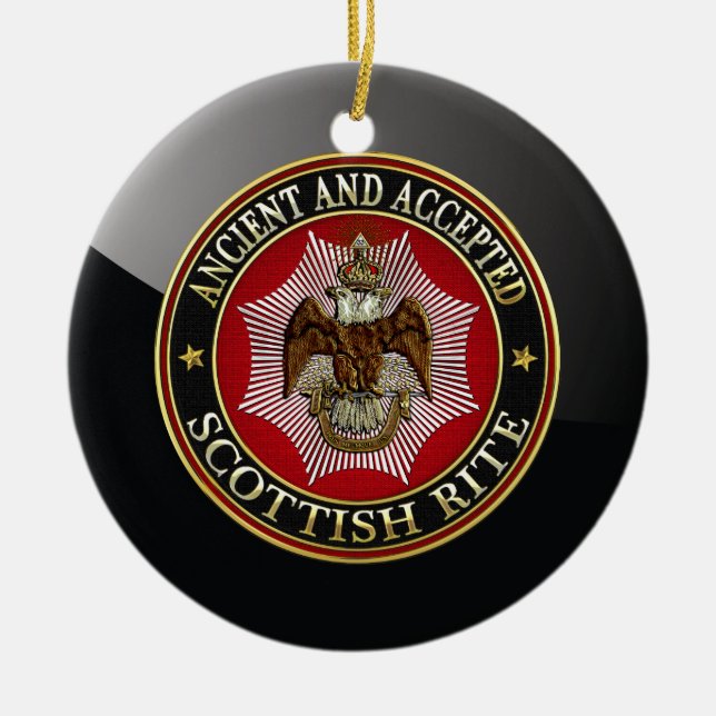 [200] Scottish Rite Double-headed Eagle Ceramic Tree Decoration (Front)
