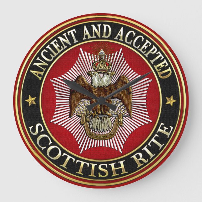 [200] Scottish Rite Double-headed Eagle Large Clock (Front)