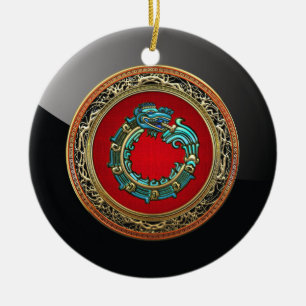 [200] Serpent God Quetzalcoatl [Jade] Ceramic Ornament