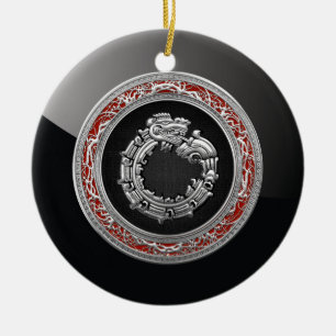 [200] Serpent God Quetzalcoatl [Silver] Ceramic Ornament