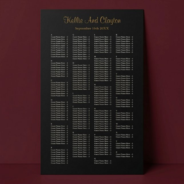 200 Simple Black Wedding Seating Chart (Creator Uploaded)
