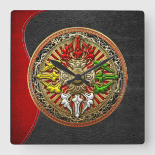 [200] Tibetan Double Dorje Mandala Square Wall Clock