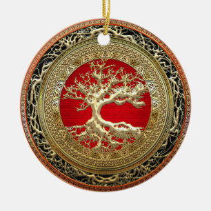 [200] Treasure Trove: Celtic Tree of Life [Gold] Ceramic Ornament