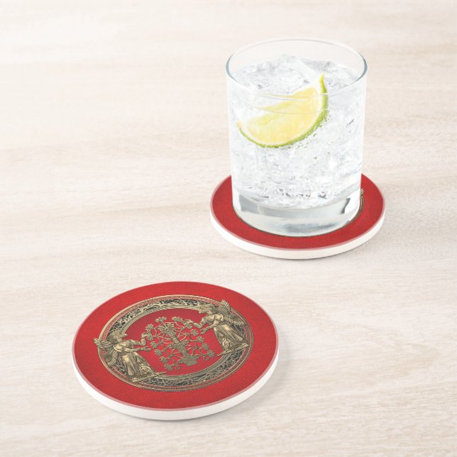 [200] Two Gold Ninurtas with Tree of Life Coaster (Side)