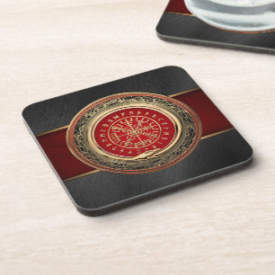 [200] Vegvisir - Viking Gold Magic Runic Compass Coaster