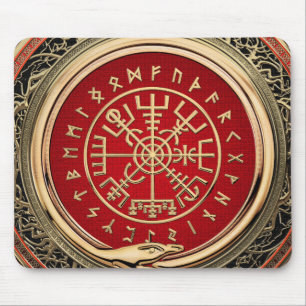[200] Vegvisir - Viking Gold Magic Runic Compass Mouse Pad