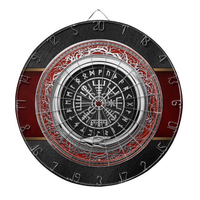 [200] Vegvisir - Viking Silver Magic Runic Compass Dartboard (Front)