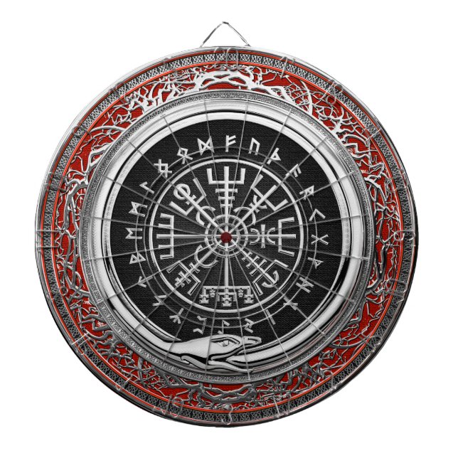 [200] Vegvisir - Viking Silver Magic Runic Compass Dartboard (Front)