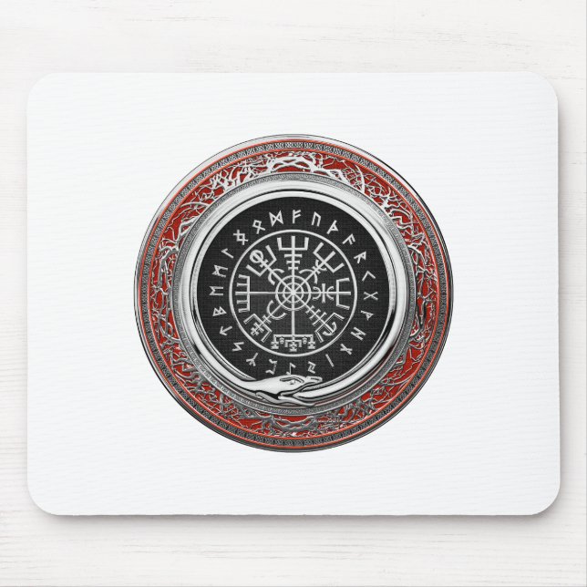 [200] Vegvisir - Viking Silver Magic Runic Compass Mouse Pad (Front)