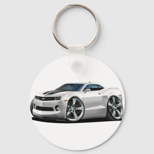 2010-12 Camaro White-Black Car Key Ring (Front)