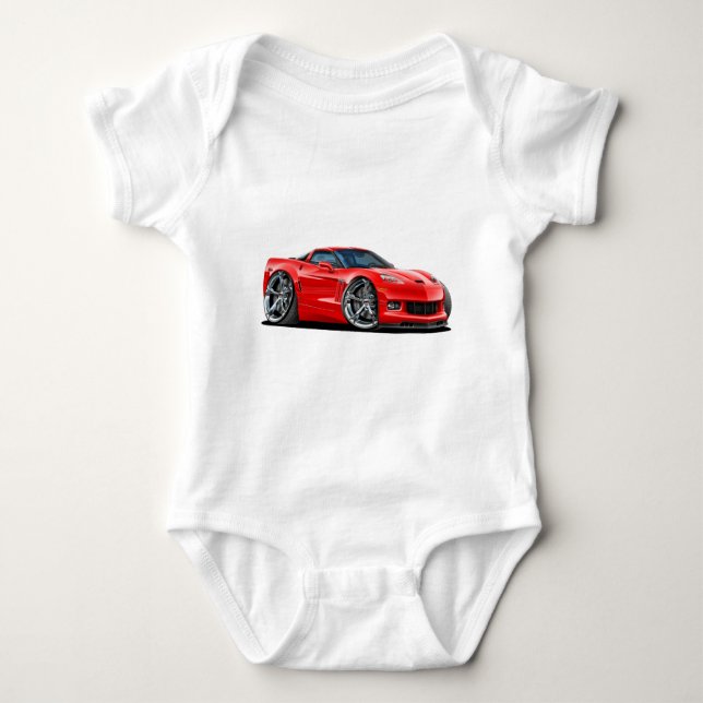 2010-12 Corvette Red Car Baby Bodysuit (Front)