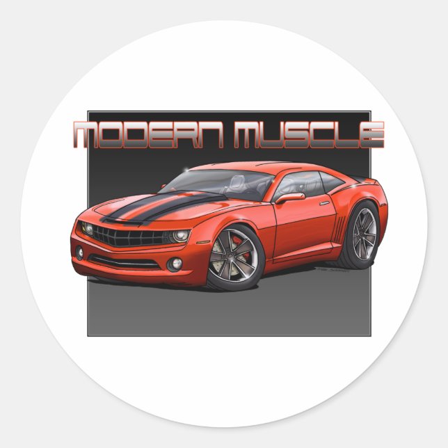 2010_Camaro_Orange Classic Round Sticker (Front)