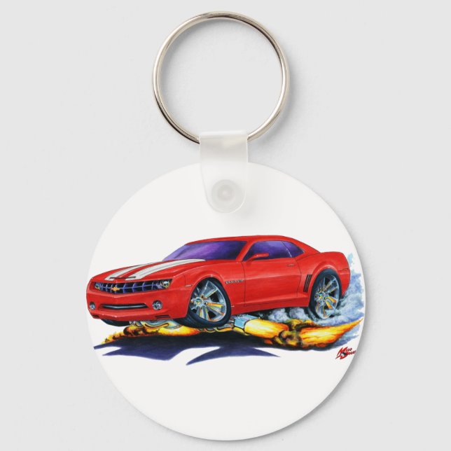 2010 Camaro Red-White Car Key Ring (Front)