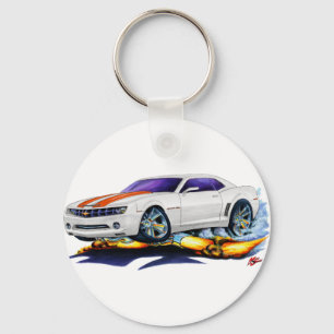 2010 Camaro White-Orange Car Key Ring