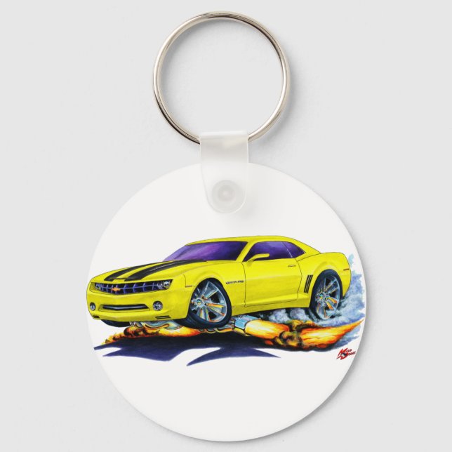2010 Camaro Yellow-Black Car Key Ring (Front)