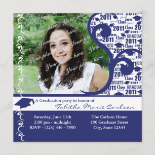 2011 Graduation Cap Photo/ Navy Blue Announcement