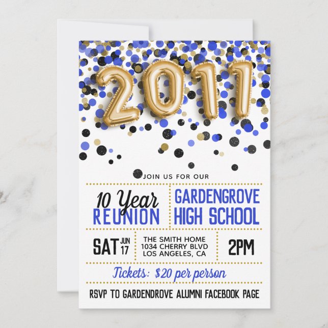 2011 High School College Reunion Invitation (Front)