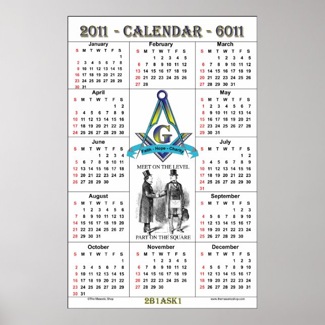 2011 Masonic Calendar Poster (Front)
