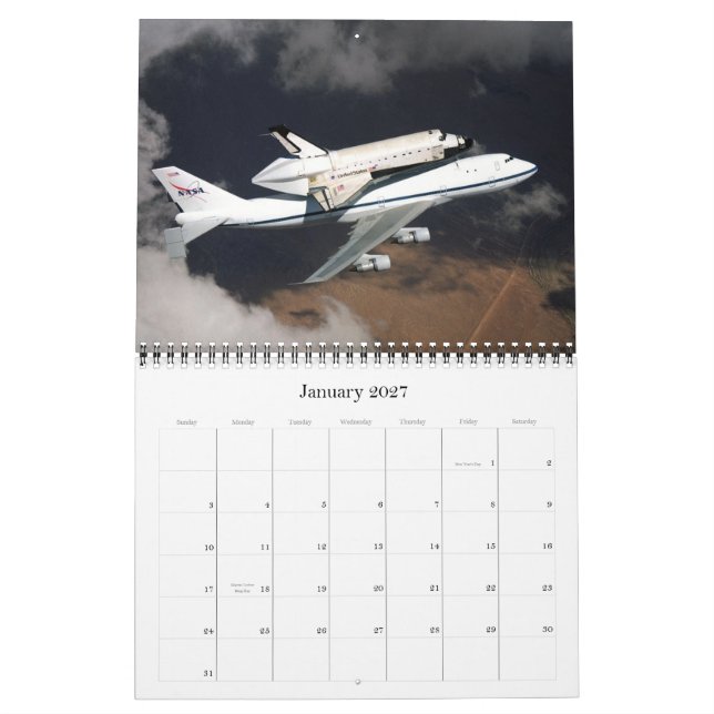 2011 Space Shuttle Tribute calendar (Jan 2027)