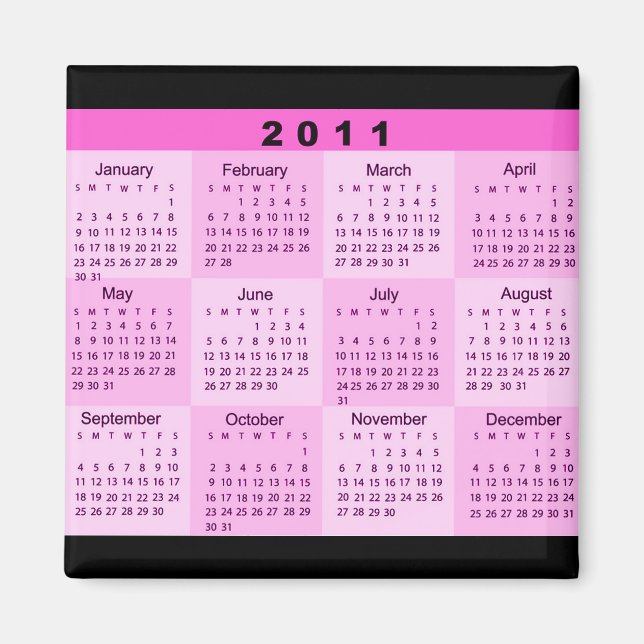 2011 Year at a Glance Calendar Magnet (Front)