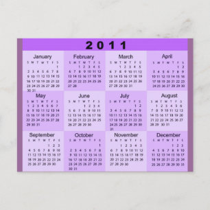 2011 Year at a Glance Calendar Postcard