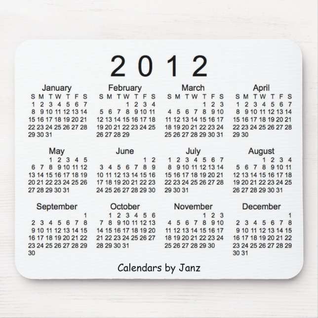 2012 Calendar Mouse Pad (Front)