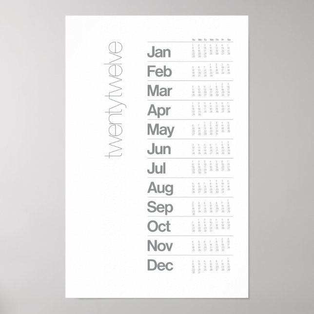 2012 Calendar Poster - Helvetica Grid System (Front)