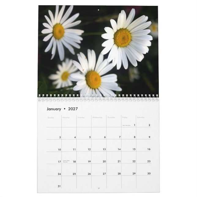 2012 Flower Calendar (Jan 2027)